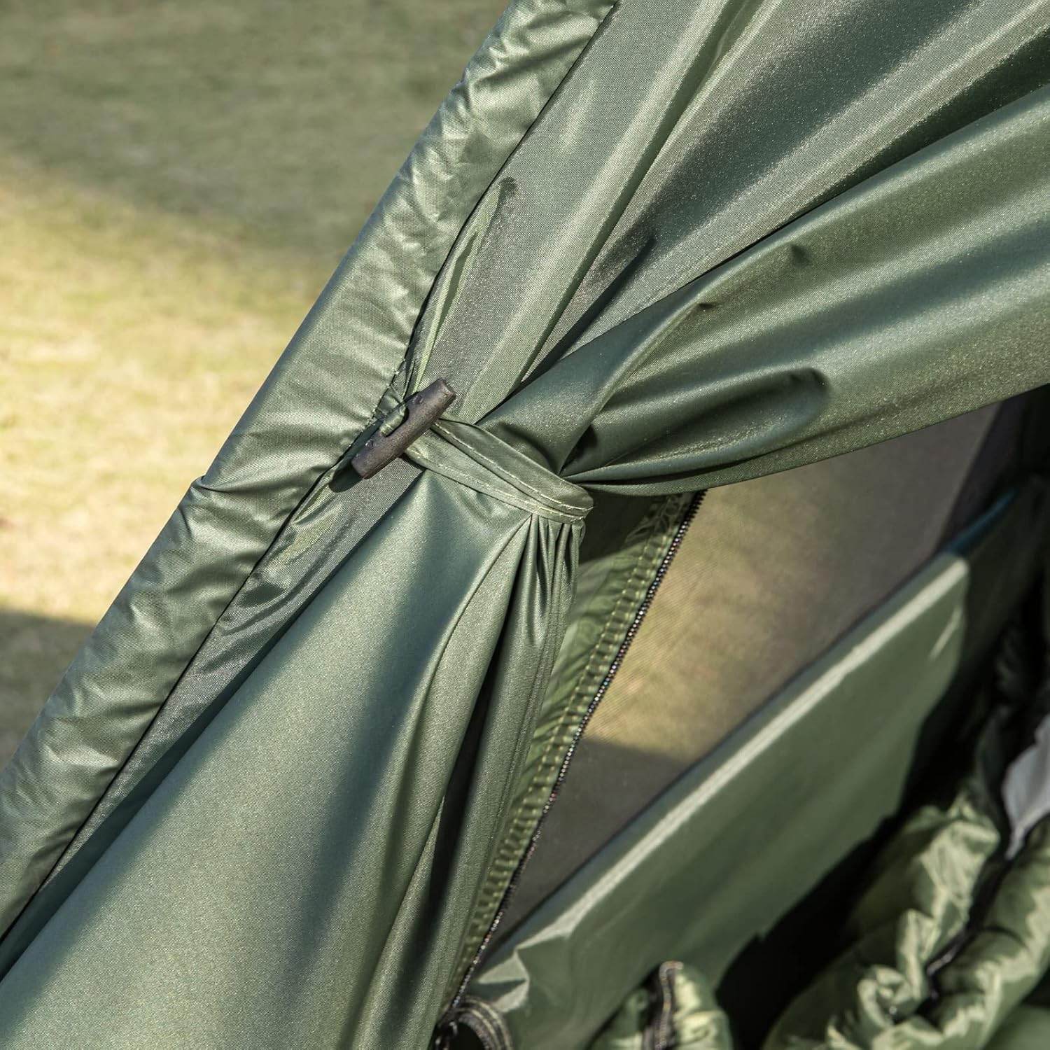 4in1-Zelt Fr 2 Personen Wurfzelt Feldbett Mit Campingliege Grn