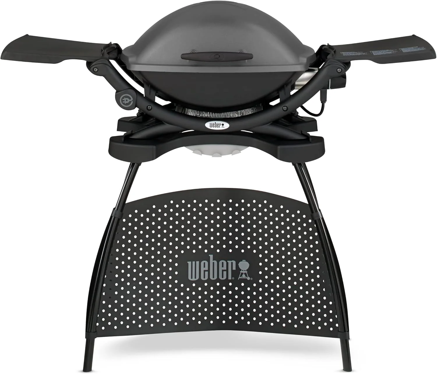 Weber Q2400 elektromos grill állvánnyal és oldalasztalokkal, 54 x 39 cm grillezőfelület, hordozható, 2 részes porcelán zománcozott öntöttvas grillrács, öntött alumínium fedél és ház – sötétszürke (55020879)