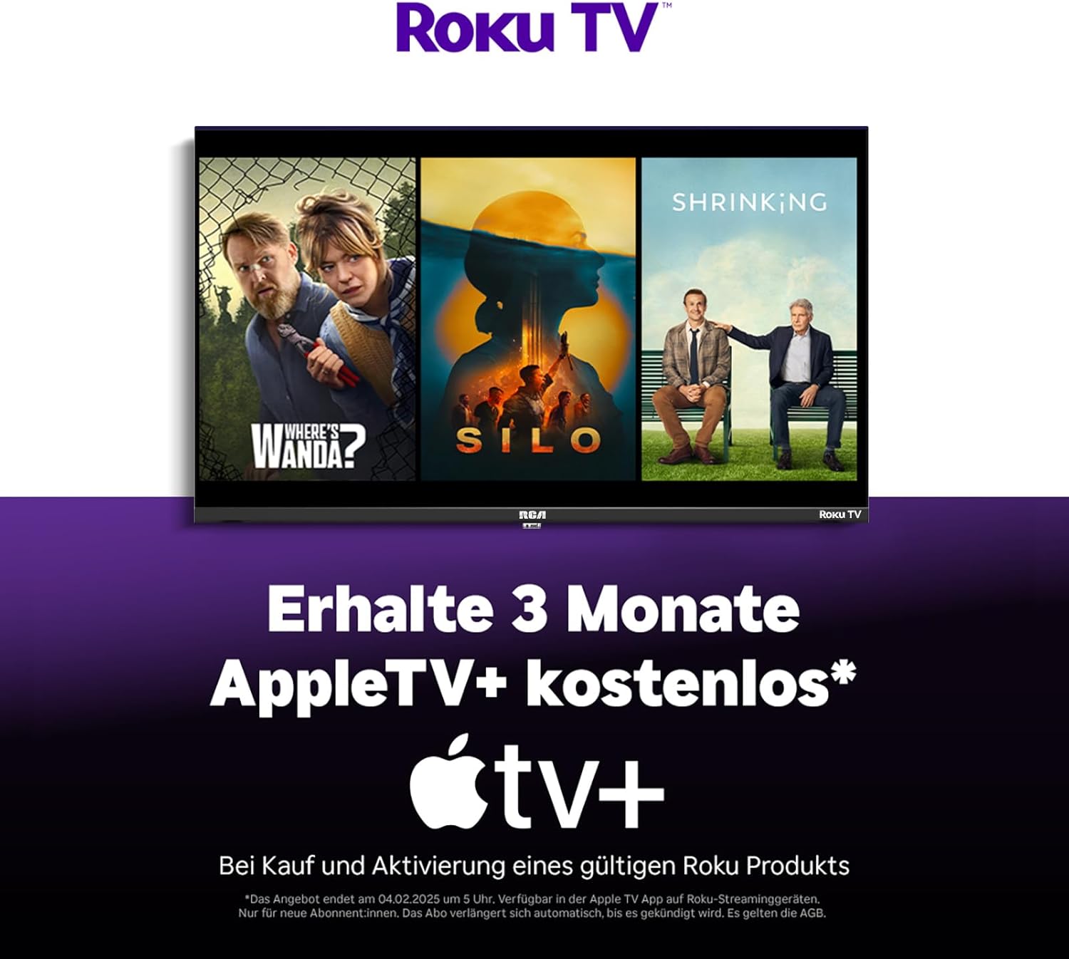 RCA Fernseher 43 Zoll (108 cm), UHD 4K Smart TV mit WLAN, Triple Tuner (DVB-C/S/S2/T/T2), HDR10 HLG, RK43UN1, 2024 (Nur für Deutschland)