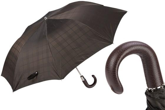 Brown Umbrella with Leather Handle