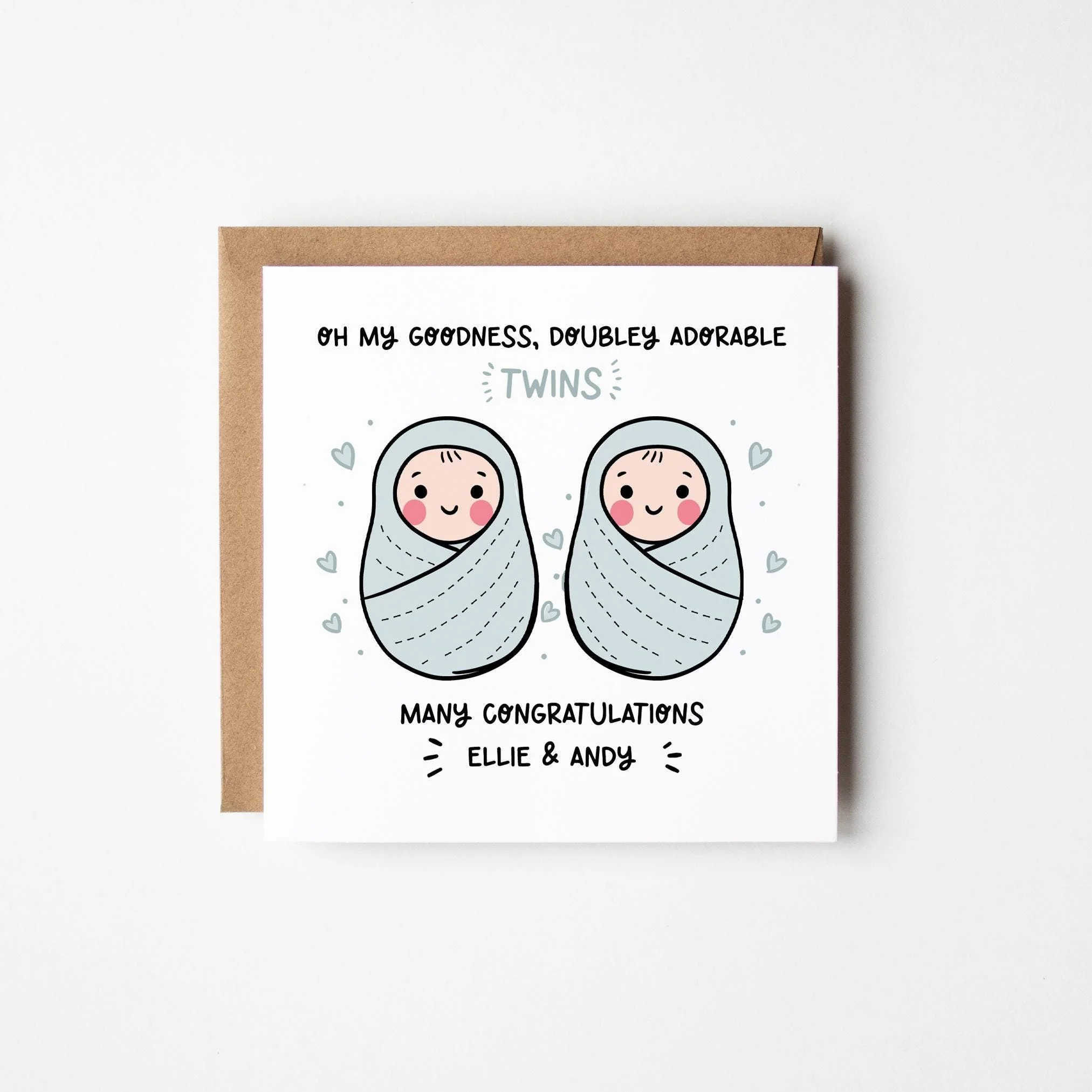 Twins Card Boys ? Personalised Twin Boys Card ? Congratulations Twins Card ? Baby Shower Card