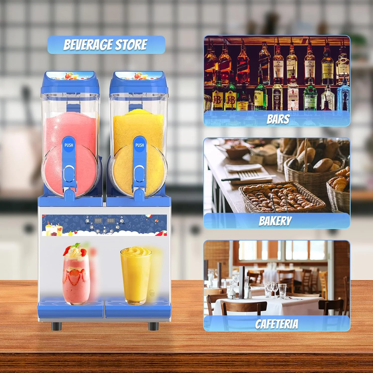 Commercial Slushy Machine - 1000W 30L Tanks Slush Maker Machine 304 Stainless Steel Commercial Margarita Machines Efficient Cooling the Ideal Slushie Maker for Bars Cafes Restaurants