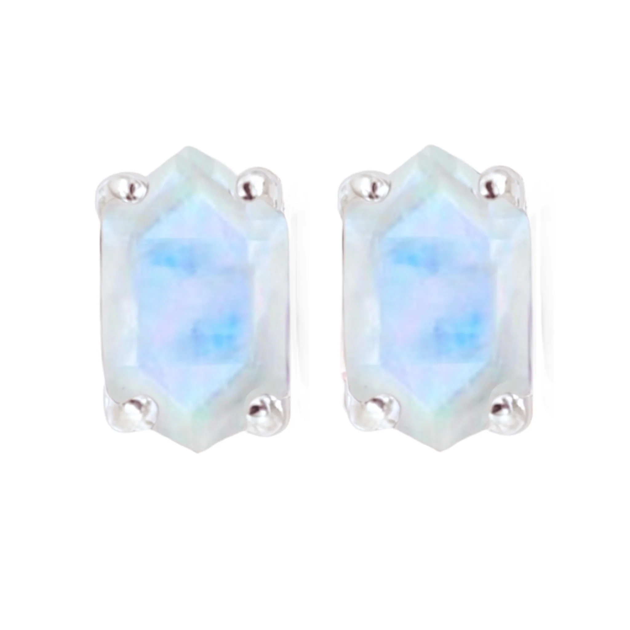 Laihas Hex Crystal Moonstone Stud Earrings