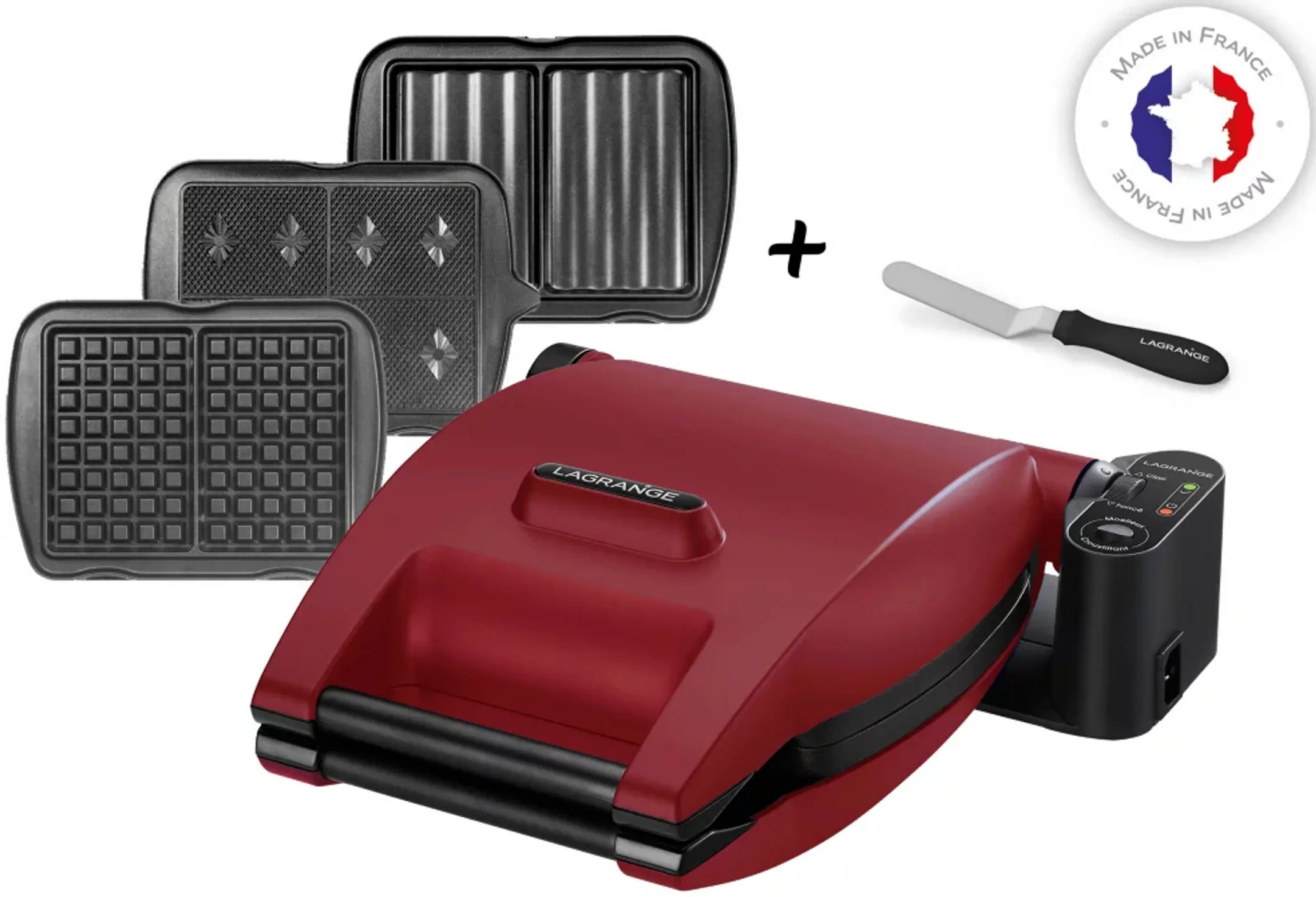 Lagrange Wafelijzer 3-in-1 - Rood Mat