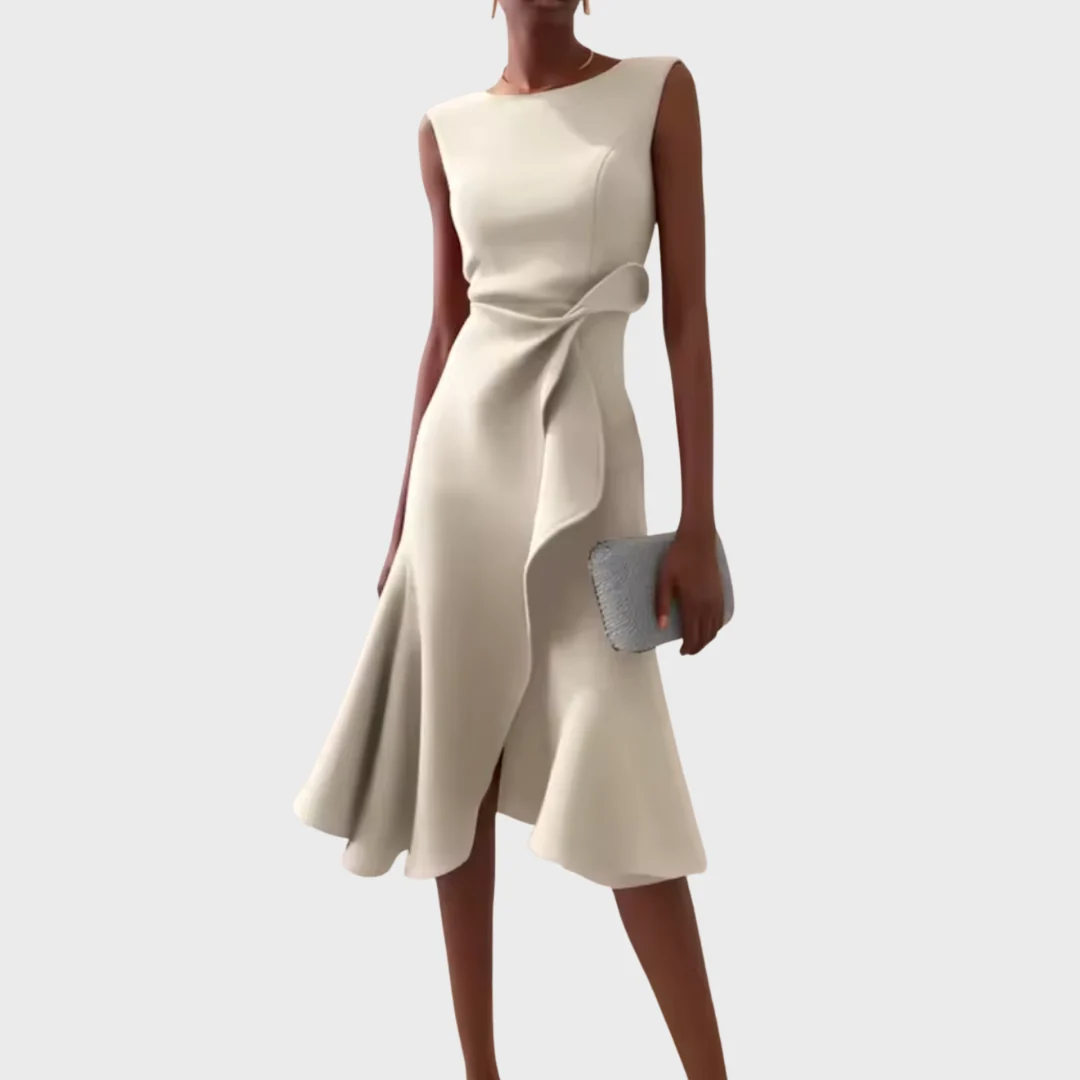 Women��s Asymmetric Midi Dress Elegant Draped Summer Style
