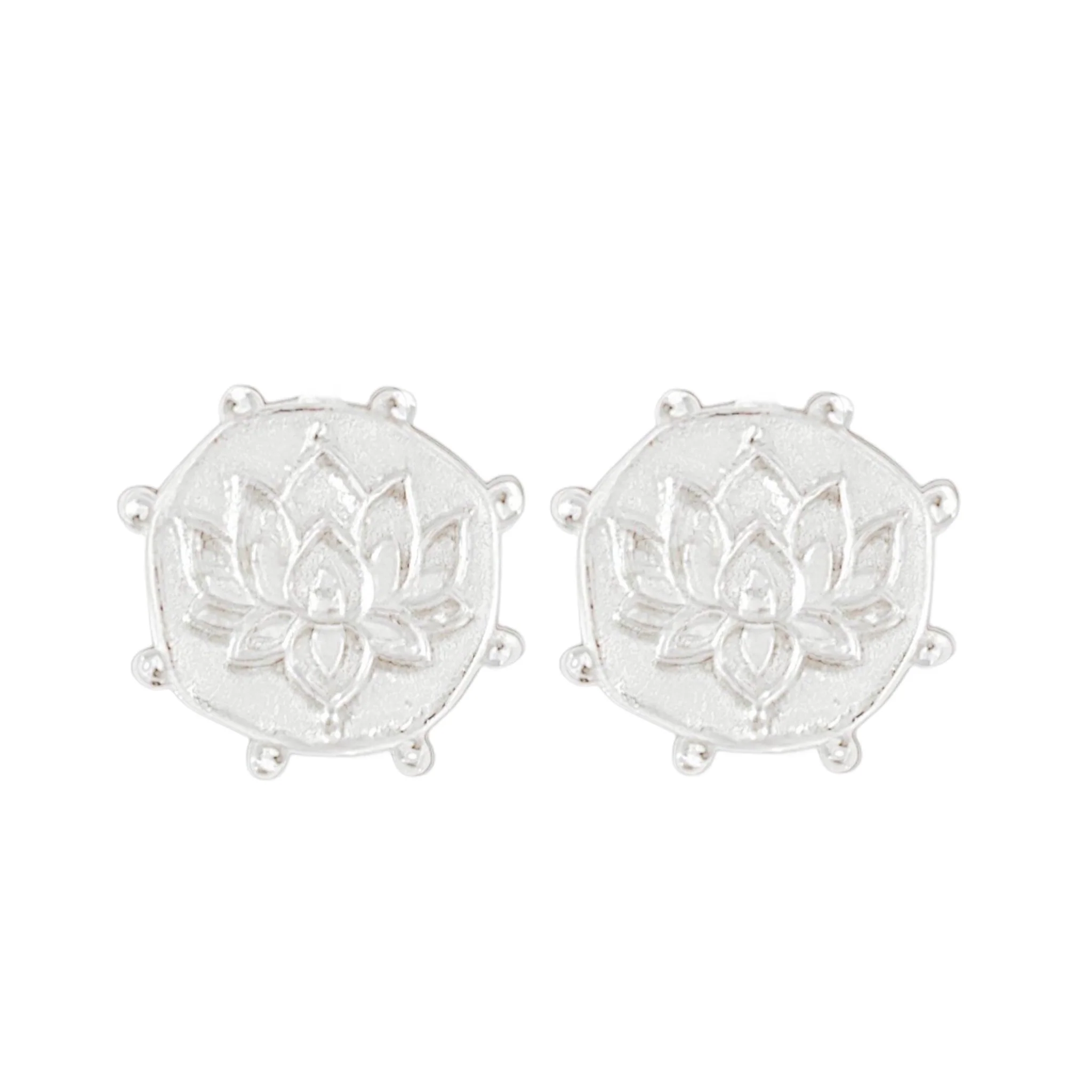 Laihas Perfectly Imperfect Lotus Flower Stud Earrings- Sterling Silver