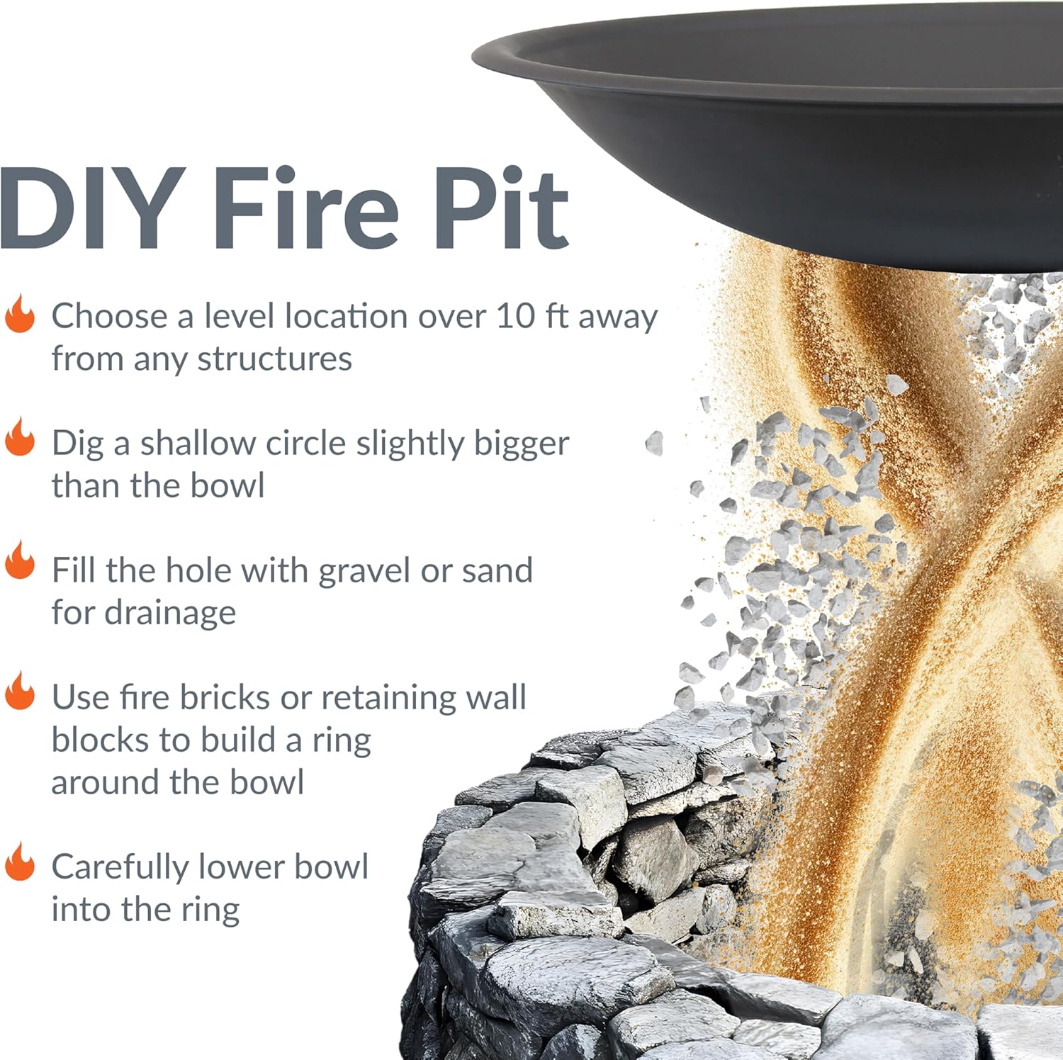 Sunnydaze 39-Inch Replacement Steel Fire Pit Bowl with Round Spark Screen - High-Temperature Painted Finish