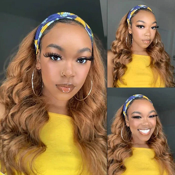 #27 #30 Ombre Body Wave Headband Wigs Human Hair Quick & Convenient Headband Color Wig