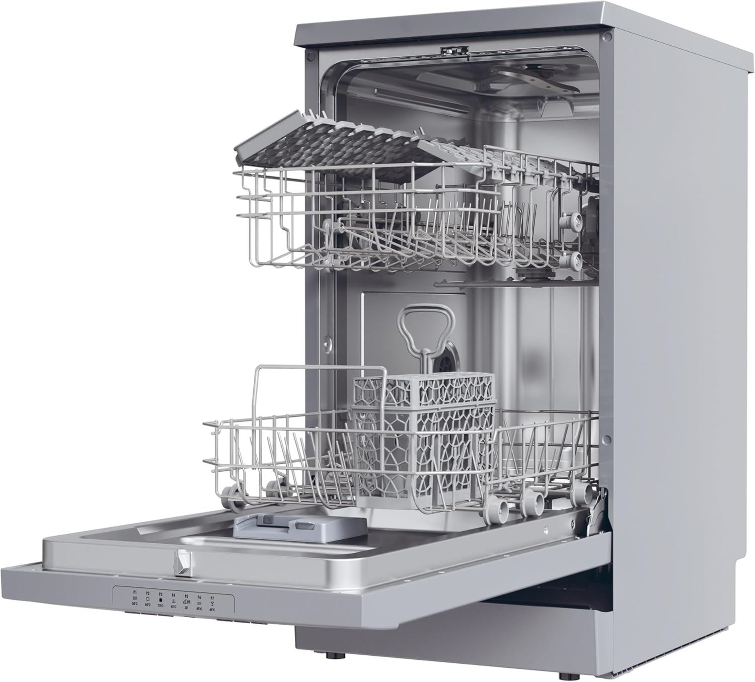 Candy Brava CDPH 2D1047S Lavastoviglie Slim a Libera Installazione, 10 Coperti, 5 Programmi, Ciclo Rapido, Classe E, AxLxP 85x45x58 cm, Argento [Classe di efficienza energetica E]