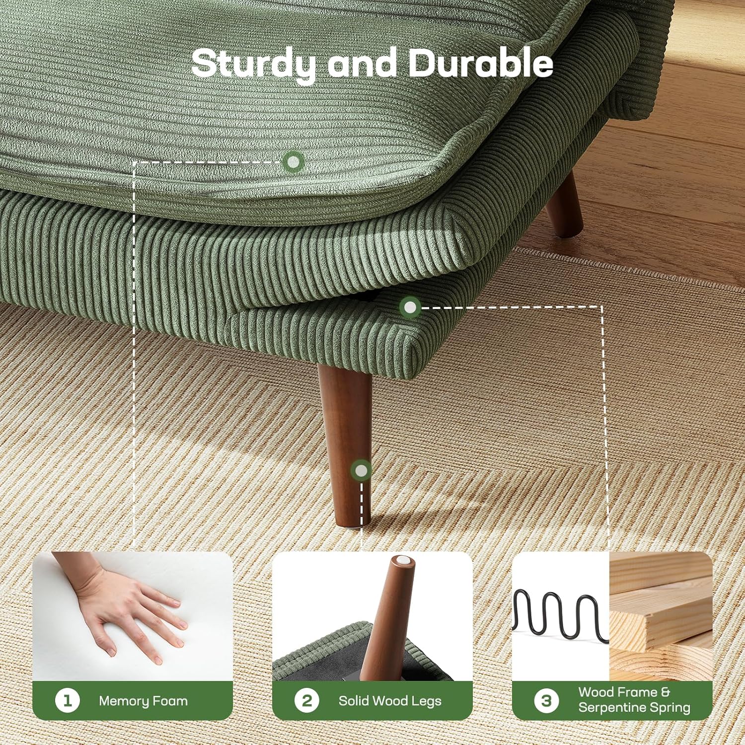 Futon Sofa Bed Futon Sofa with Adjustable Back and Armrests Converts to Small Sleeper Sofa Bed