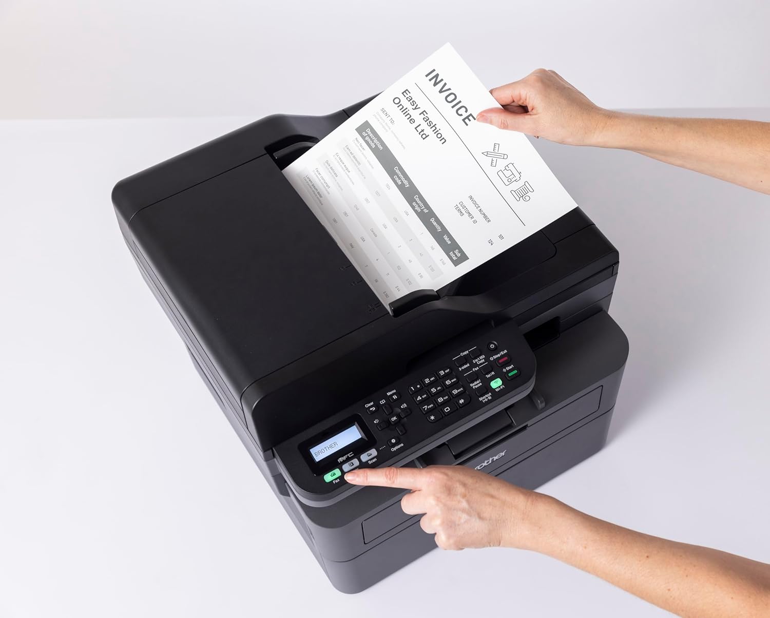 Brother MFC-L2827DW 4-in-1-Multifunktions-Laserdrucker schwarz-Weiss, 32 ppm, automatischer Duplexdruck, 2-zeiliges LC-Display, Fast Ethernet, WLAN mit 5 GHz und USB 2.0