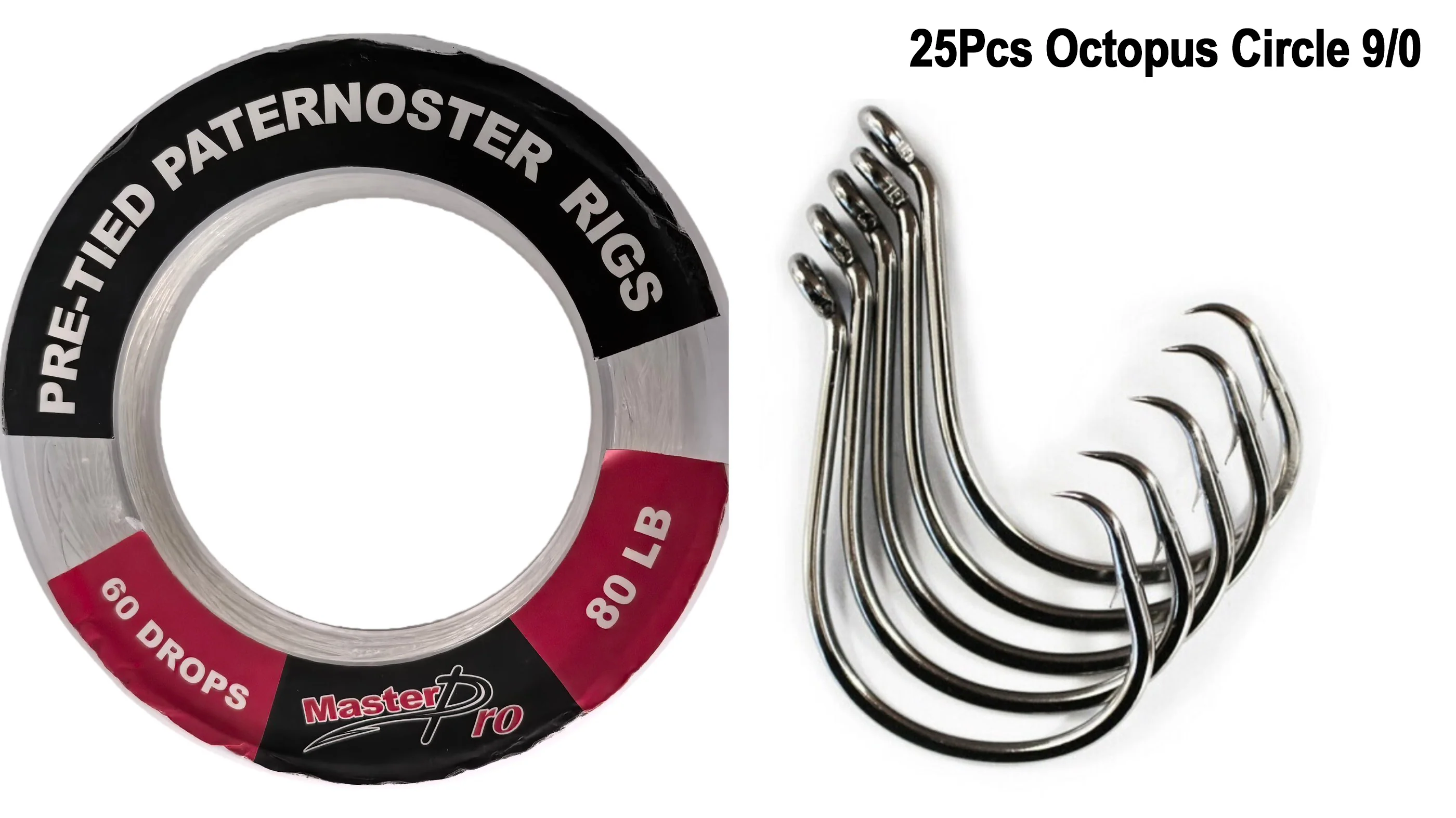 MasterPro Pre-Tied Paternoster Rigs �?80LB Mono, 60 Drops A| Heavy-Duty Bottom Fishing Rig System With $10 Hooks FREE!