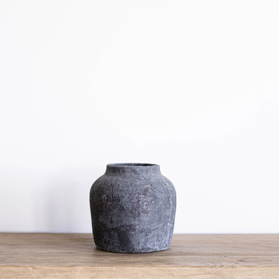 Antique Inspired Charcoal Ginger Vase
