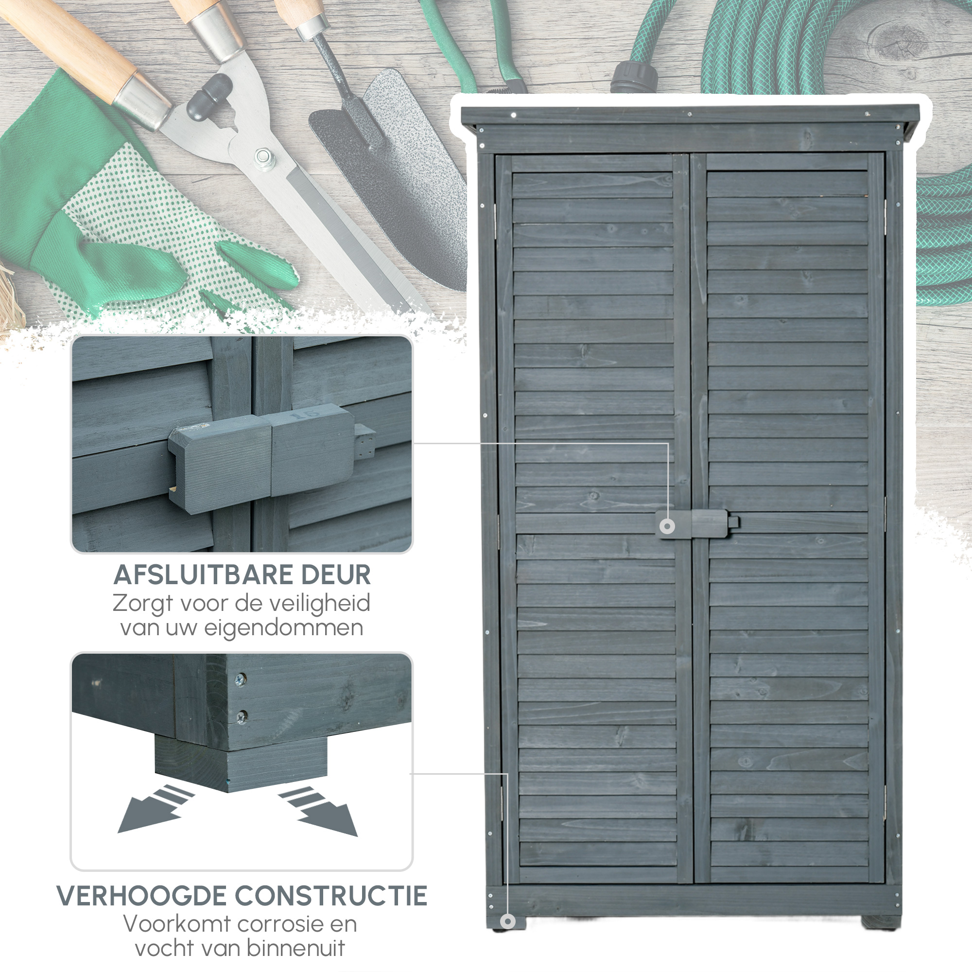 Outsunny tuinkast 87 cm x 46,5 cm x 160 cm
