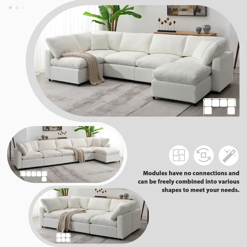 U Shaped Convertible Sectional Sofa with Ottoman