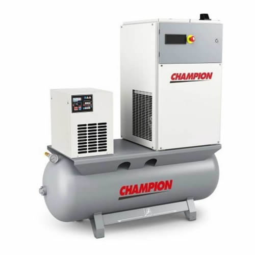 Champion Schroefcompressor 5kw, 400v, 10 bar, 270L Ketel, met Droger & Separator,