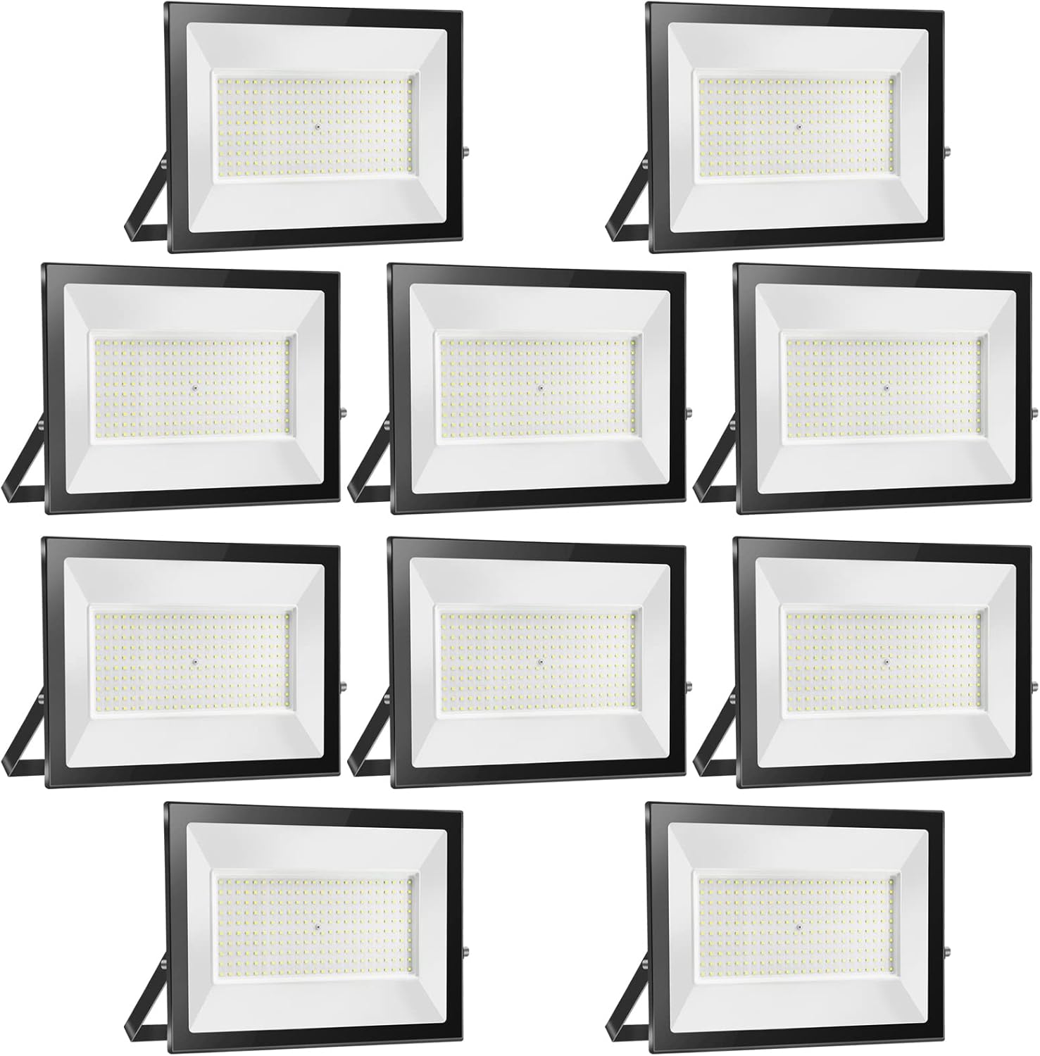 10er 200W LED Strahler Außen 20000LM Superhell led strahler 6000K Kaltweiß IP65 Wasserfest led scheinwerfer,Ultradünnes für Sportplatz Garage Garten Hinterhof Flur