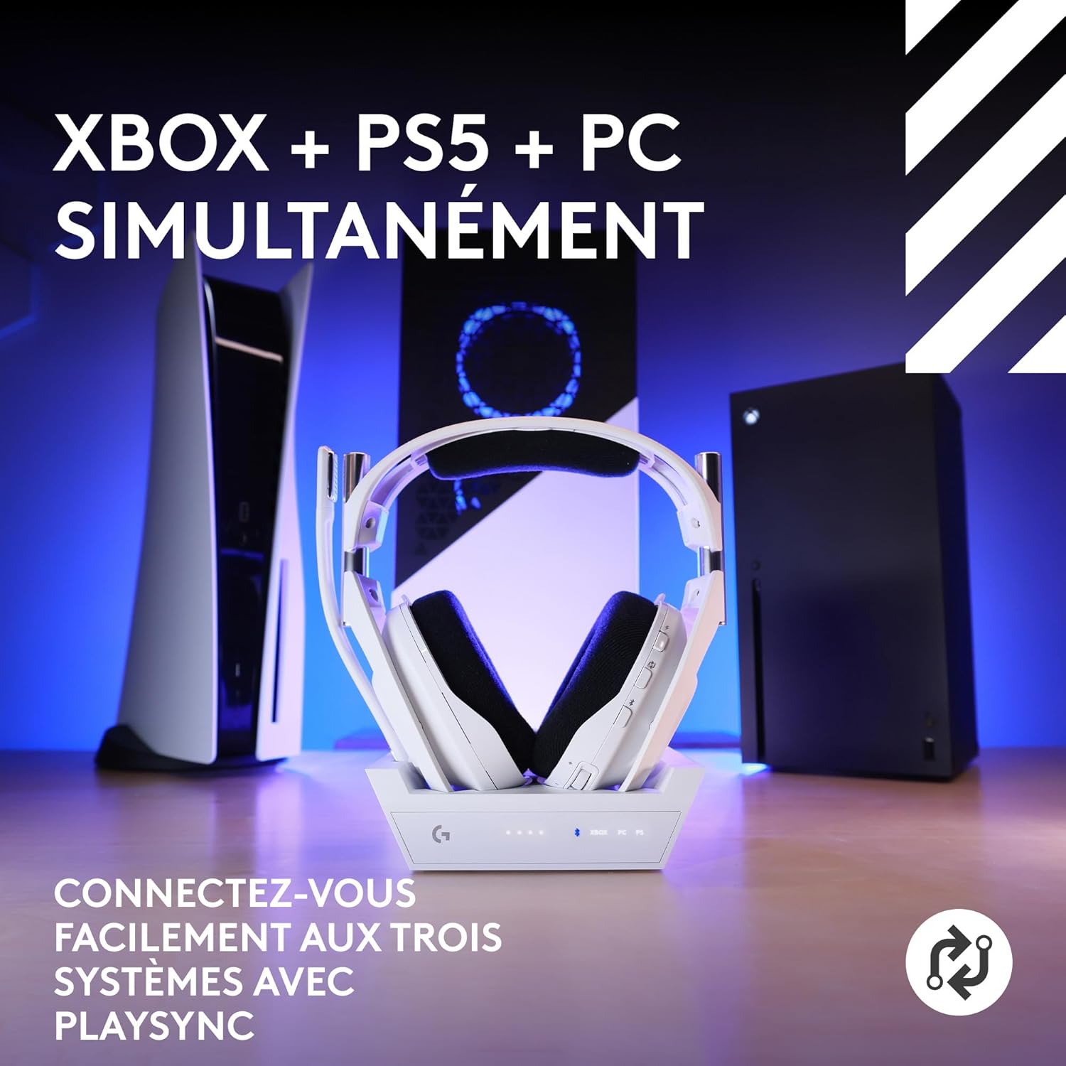 Logitech G Astro A50 X Casque Gaming sans Fil Lightspeed + Station d'accueil, Pro-G GRAPHÈNE, PLAYSYNC pour la Series X|S + PS5 + PC/Mac, Bluetooth, Dispositif de Relais HDMI 2.1