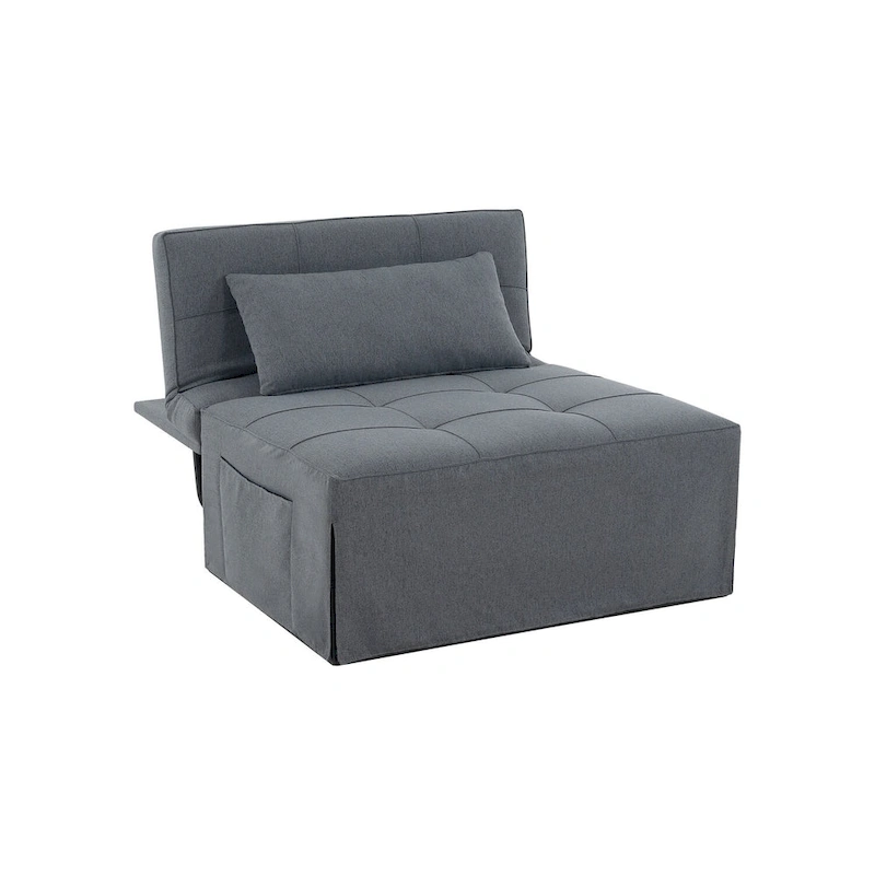Sleeper Chair Bed, 4 In 1 Multi-Function Convertible Ottoman Bed, Breathable Linen Bed Chair, Convertible Sofa Bed