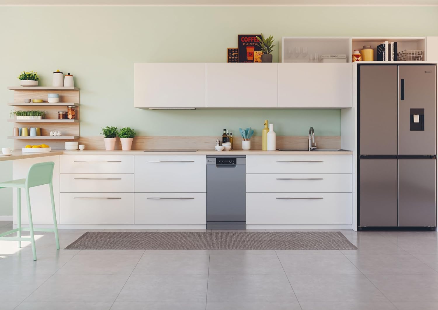 Candy Brava CDPH 2D1047S Lavastoviglie Slim a Libera Installazione, 10 Coperti, 5 Programmi, Ciclo Rapido, Classe E, AxLxP 85x45x58 cm, Argento [Classe di efficienza energetica E]