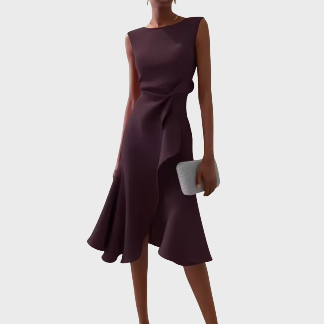 Women��s Asymmetric Midi Dress Elegant Draped Summer Style