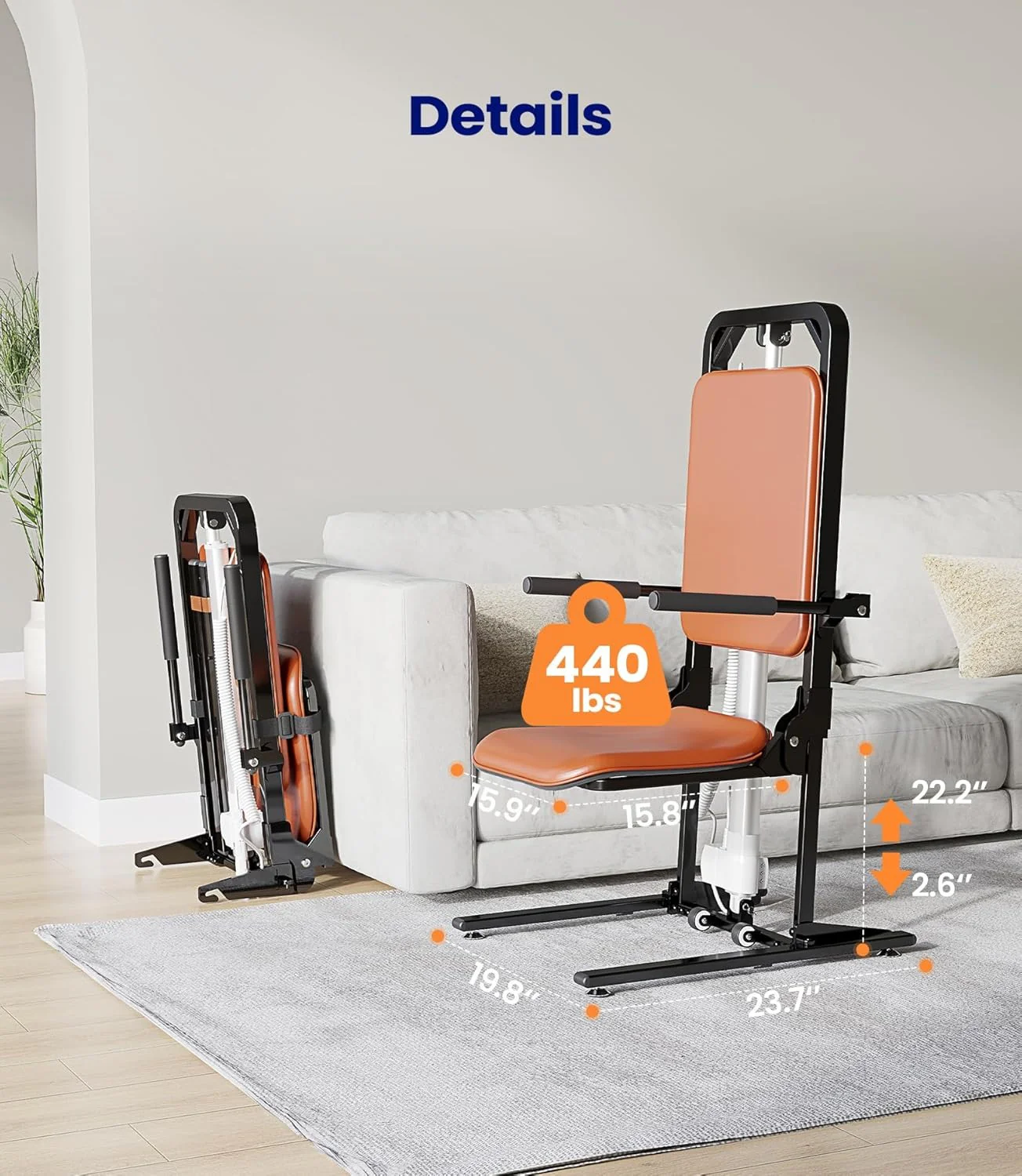 MAIDeSITe Electric Floor Lift, 200 kg Load Capacity, Support for Seniors