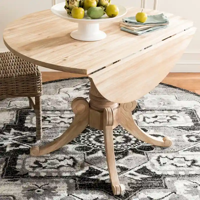 SAFAVIEH Jeane Antique White Drop Leaf Dining Table - 43 W x 43 D x 31 H - 43Wx43Dx31H