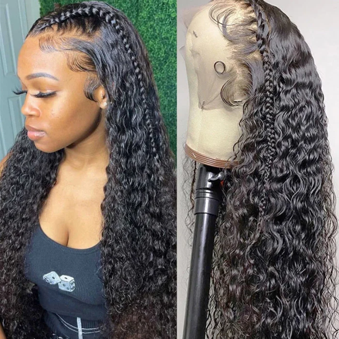Water Wave 13x6 Full Lace Frontal Human Hair Wigs Water Wave HD Lace Wig With Pre-bleached Knots