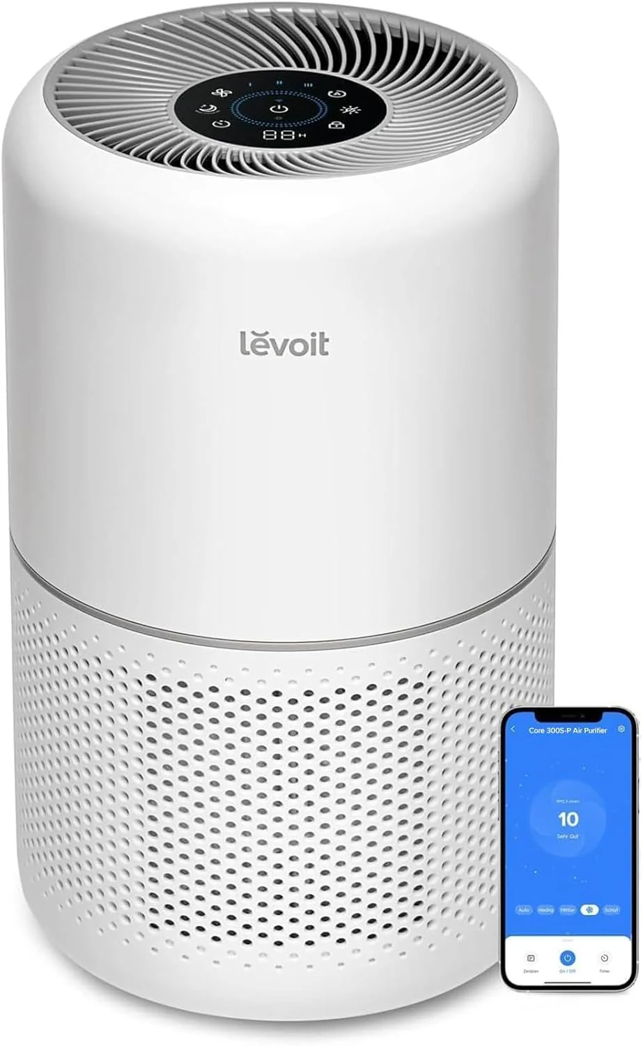 LEVOIT Air Purifier for Home Allergens Pet Hair in Bedroom, Covers Up to 1073 ft虏 by 56W High Torque Motor, AHAM VERIFIDE, 3-in-1 Filter with HEPA Sleep Mode, Remove Dust Smoke Odor, Core300-P, White