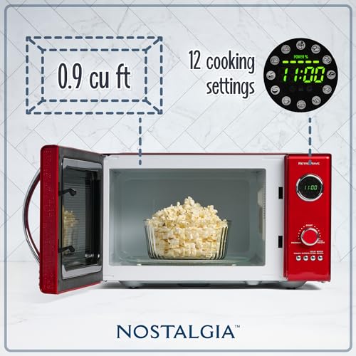 Nostalgia Microonde Retro da Banco Potenza 800 Watt 25,4L 12 Impostazioni di Cottura Preimpostate Orologio Digitale Elettrodomestici Cucina Rosso : Amazon.it: Casa e cucina