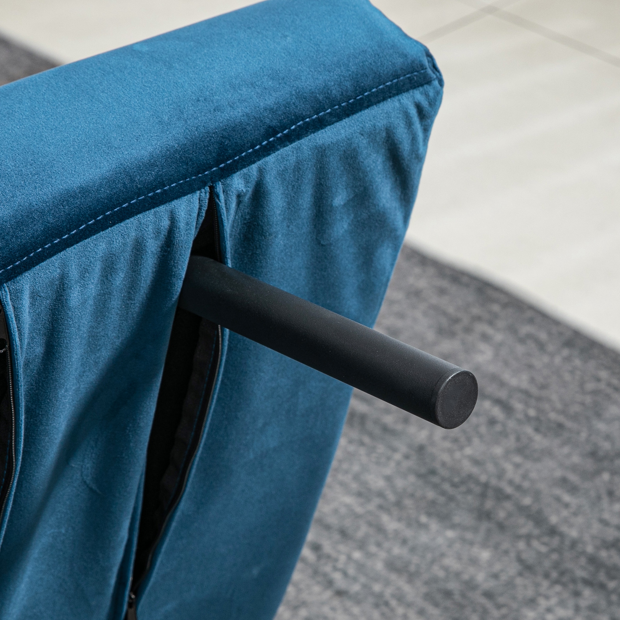 HOMCOM Slaapbank 2-zitsbank Fluweelbank, Slaapfunctie, incl. 2 Kussens, Fluweel Optiek, Natuur + Blauw