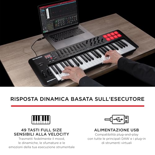 M Audio Oxygen 49 MKV – Tastiera MIDI Controller USB a 49 Note con Pad Beat, Modalità Smart Chord & Scale, Arpeggiatore e Suite Software Inclusa : Strumenti Musicali