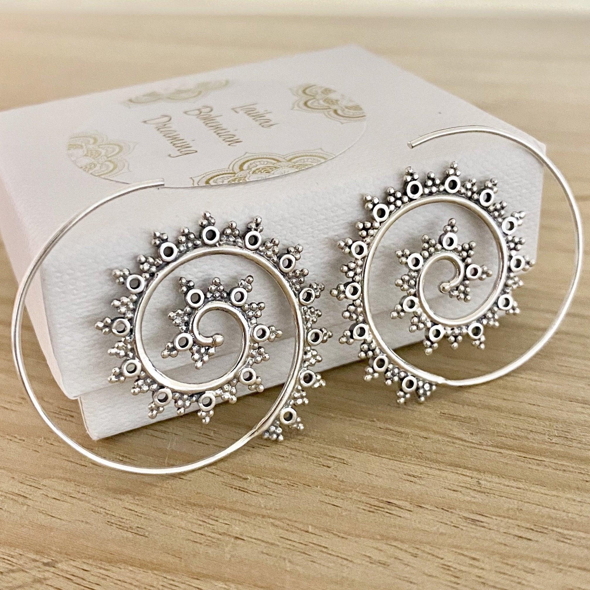 Laihas Prestige Budding Boho Spiral Hoop Earrings Sterling Silver
