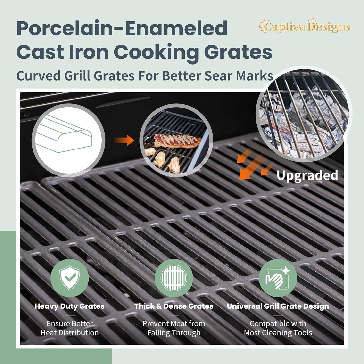 Captiva Designs 4-Burner Gas Grill, Side Burner, 42,000 BTU, Stainless