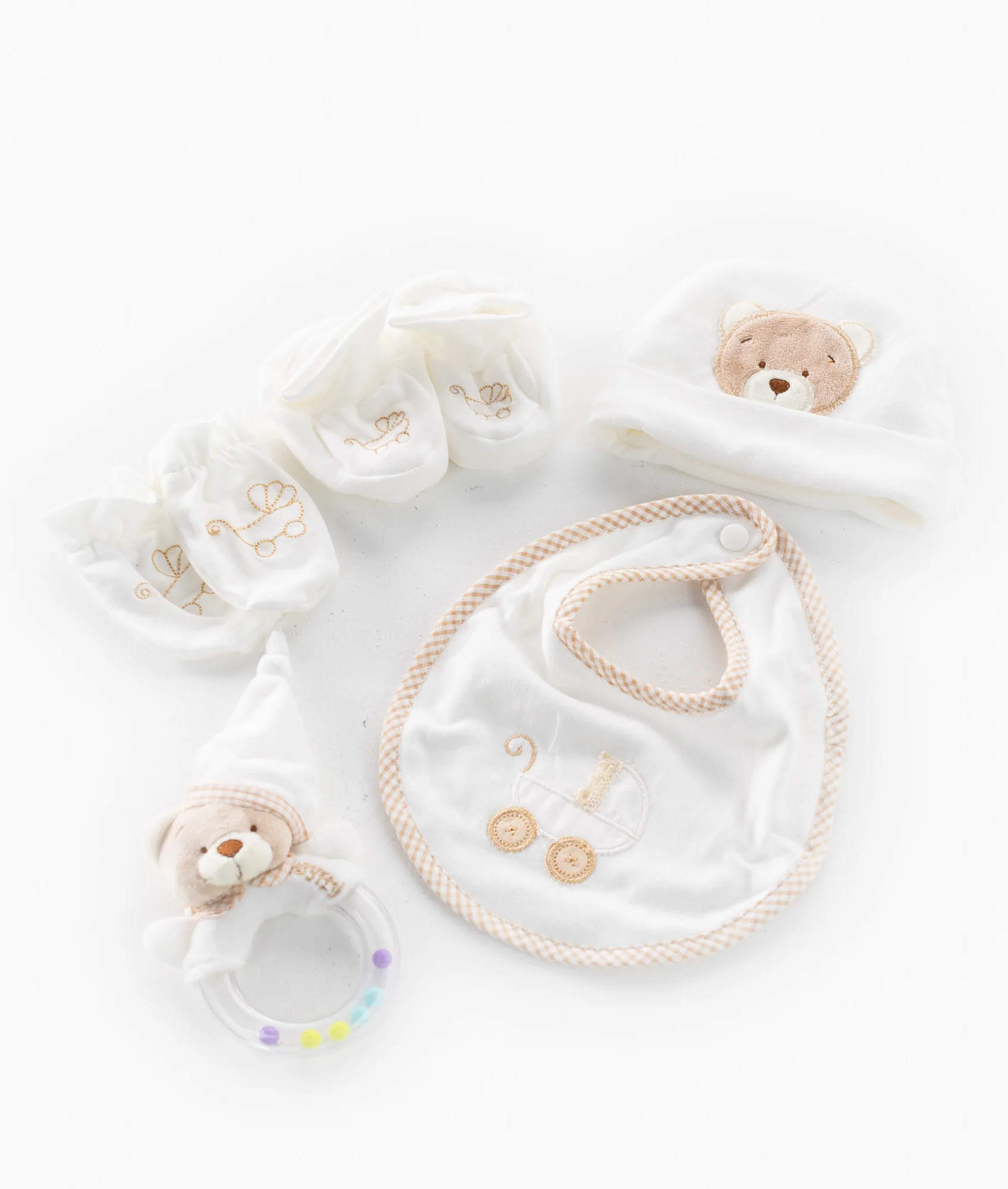 5pc Baby Essentials Gift Set | White & Beige