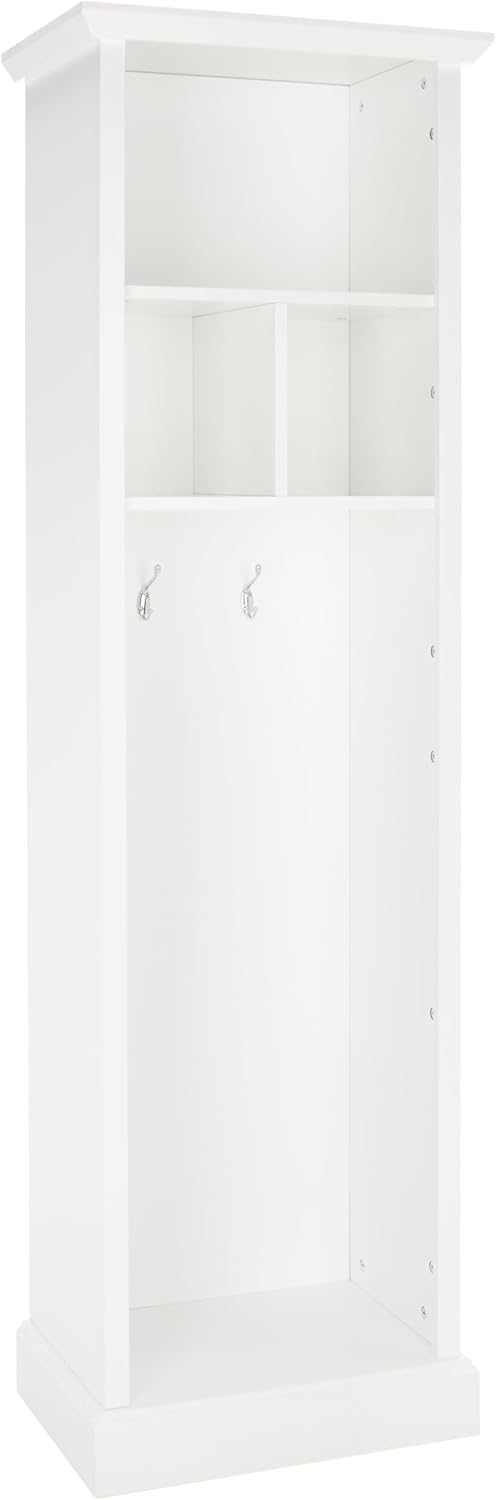 SAFAVIEH Home Collection Layli Farmhouse Antique White 4-Shelf 2-Hook Top Storage Hall Tree (Fully Assembled)