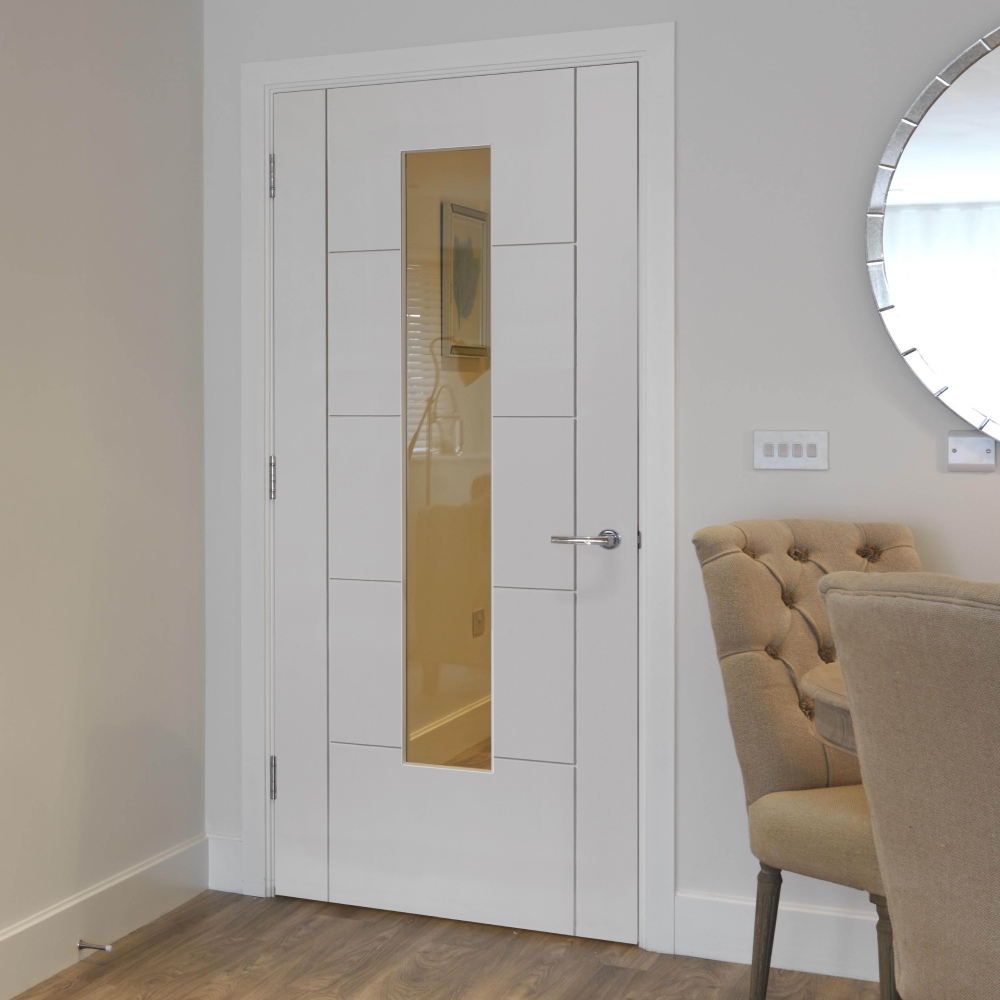 J B Kind Emral White Glazed Internal Door