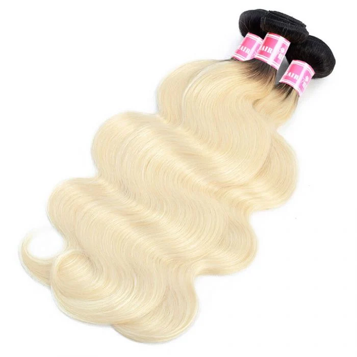 Brazilian Hair T1b/613 Blonde Ombre Hair Body Wave 3 Bundles Human Hair Weaves