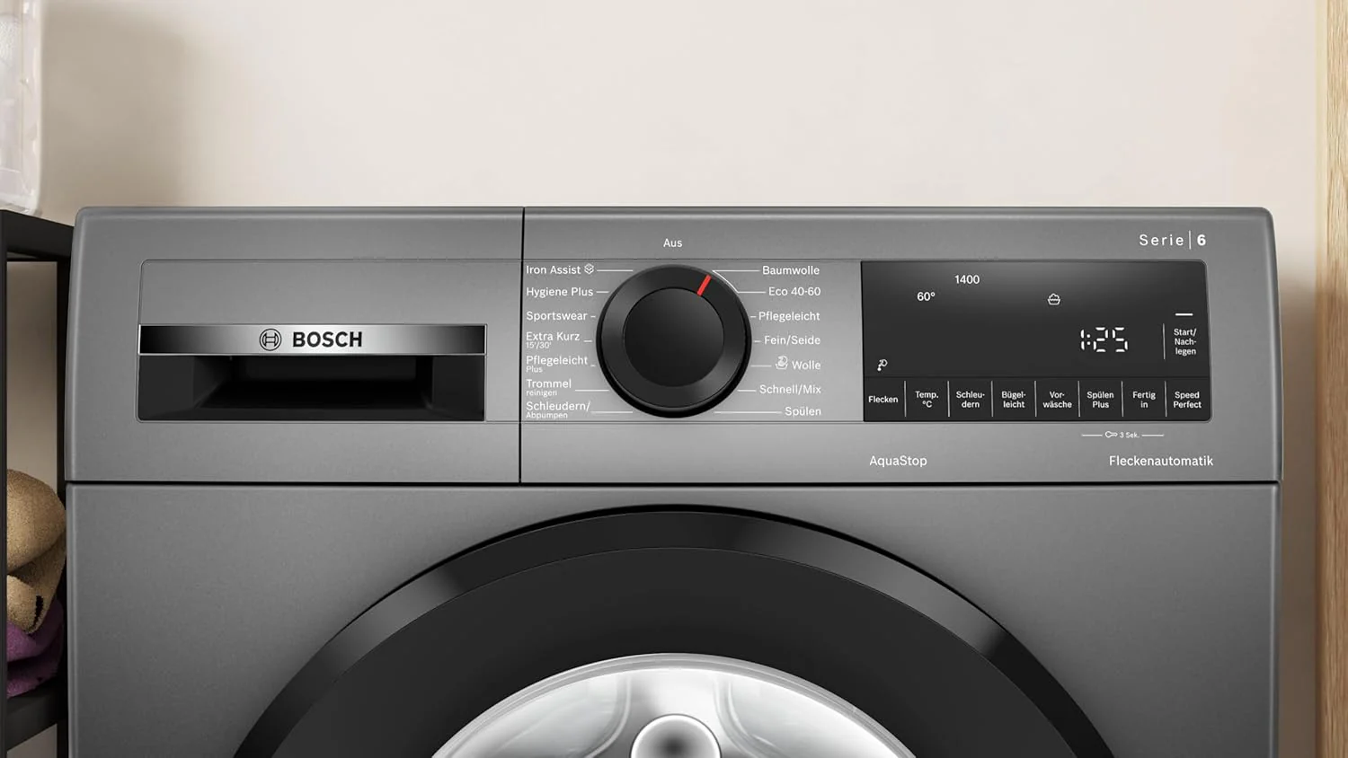 BOSCH WAN28127 Waschmaschine Serie 4, Frontlader mit 8kg Fassungsvermögen, 1400 UpM, Iron Assist, Active Water Plus, EcoSilence Drive, Speed Perfect, Weiß, 60cm