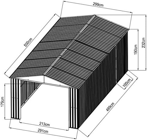 ITALFROM Box Casetta Casette Rimessa Ripostiglio Garage Auto Giardino Zincata Antracite Misura cm 500x300x232h - cod. [4535]