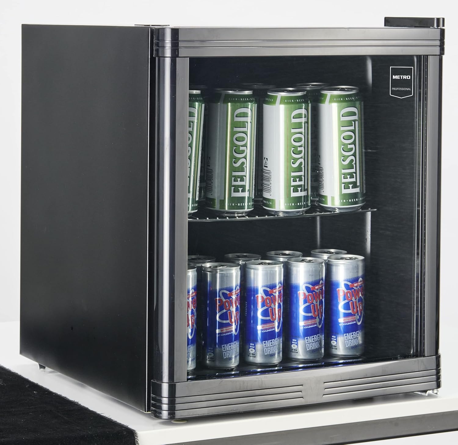 METRO Professional Mini-Kühlschrank GPC1046, Edelstahl/Glas, 43 x 48 x 51.5 cm, 46 L, schwarz