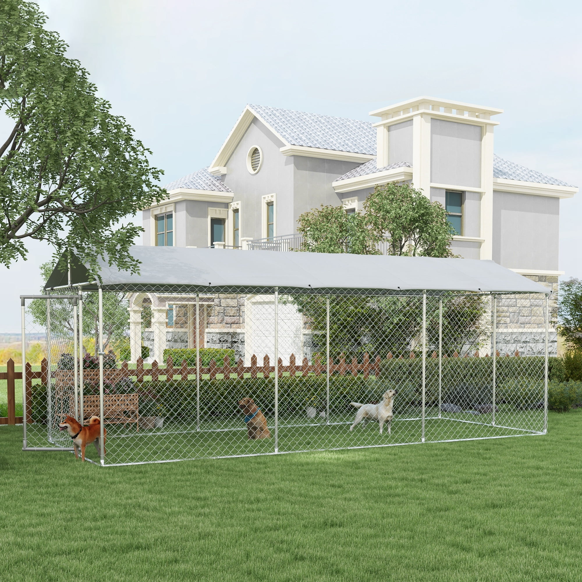 2025 PawHut 19.7' x 7.5' x 7.5' Outdoor Dog Kennel W/ Waterproof Roof
