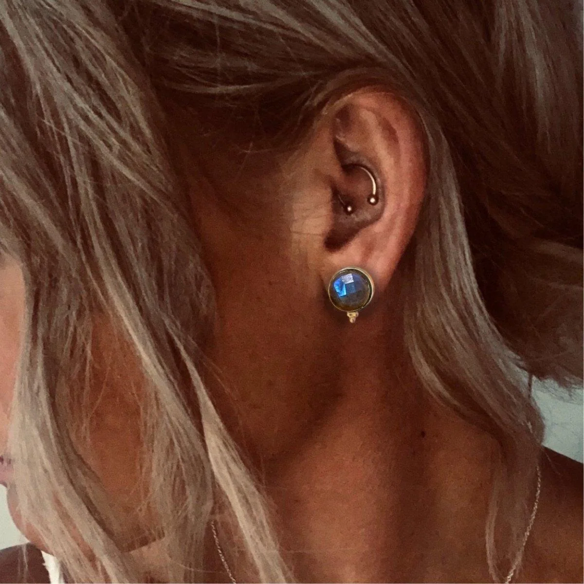 Laihas Free Spirit Gold Labradorite Stud Earrings