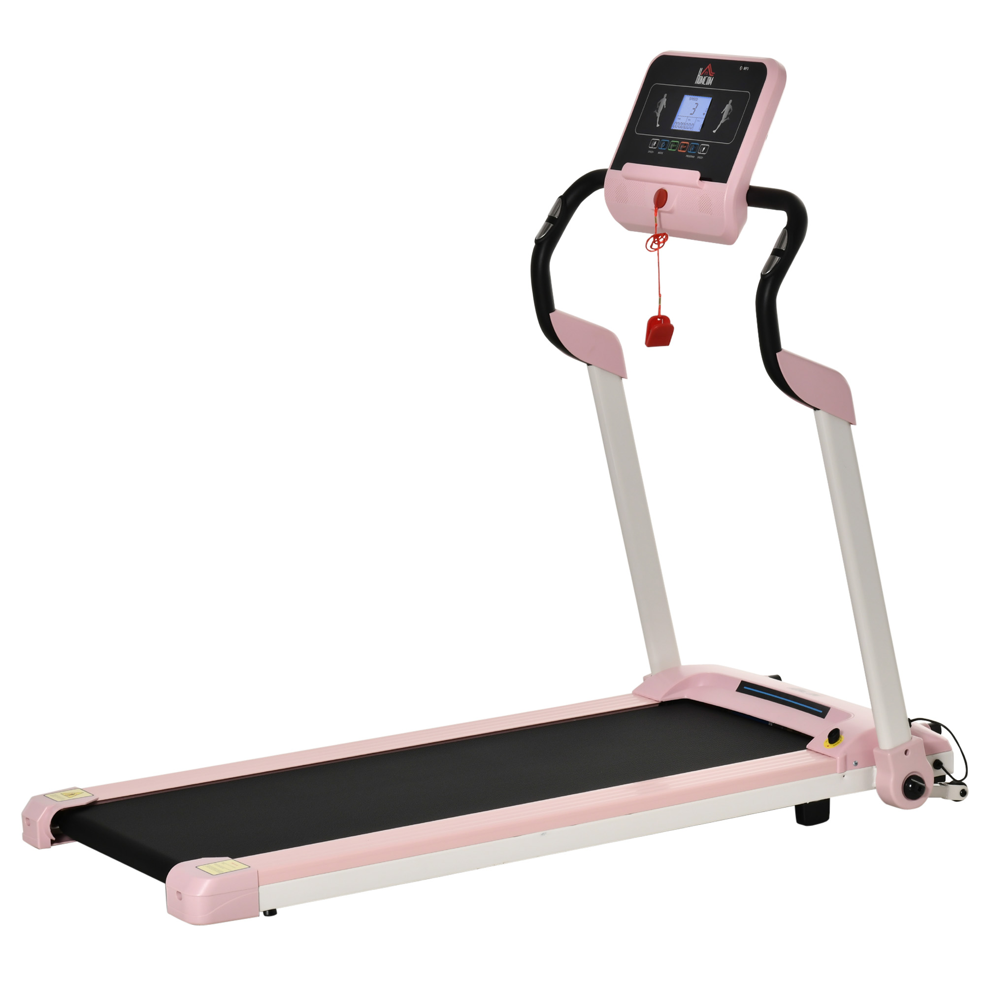 loopband opvouwbaar elektrisch 400 W 1-12 km/u 1.5HP mobiele telefoon houder roze