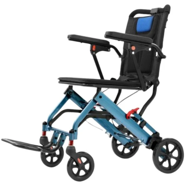 Ultra-Light Portable Folding Wheelchair, Travel-Friendly with Handbrake, 220 lbs Capacity, Ideal for Elderly & Children, 34.232.6 Unfolded Dimensions