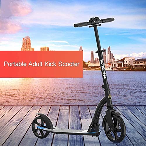 Scooter Pieghevole Calcio for Adulti Scooter con 220 lbs capacità 230 Millimetri Oversize Ruote & Manubrio Regolabile in Altezza Parafango Posteriore del Freno Non Elettrico (Color : Black) : Sport e tempo libero