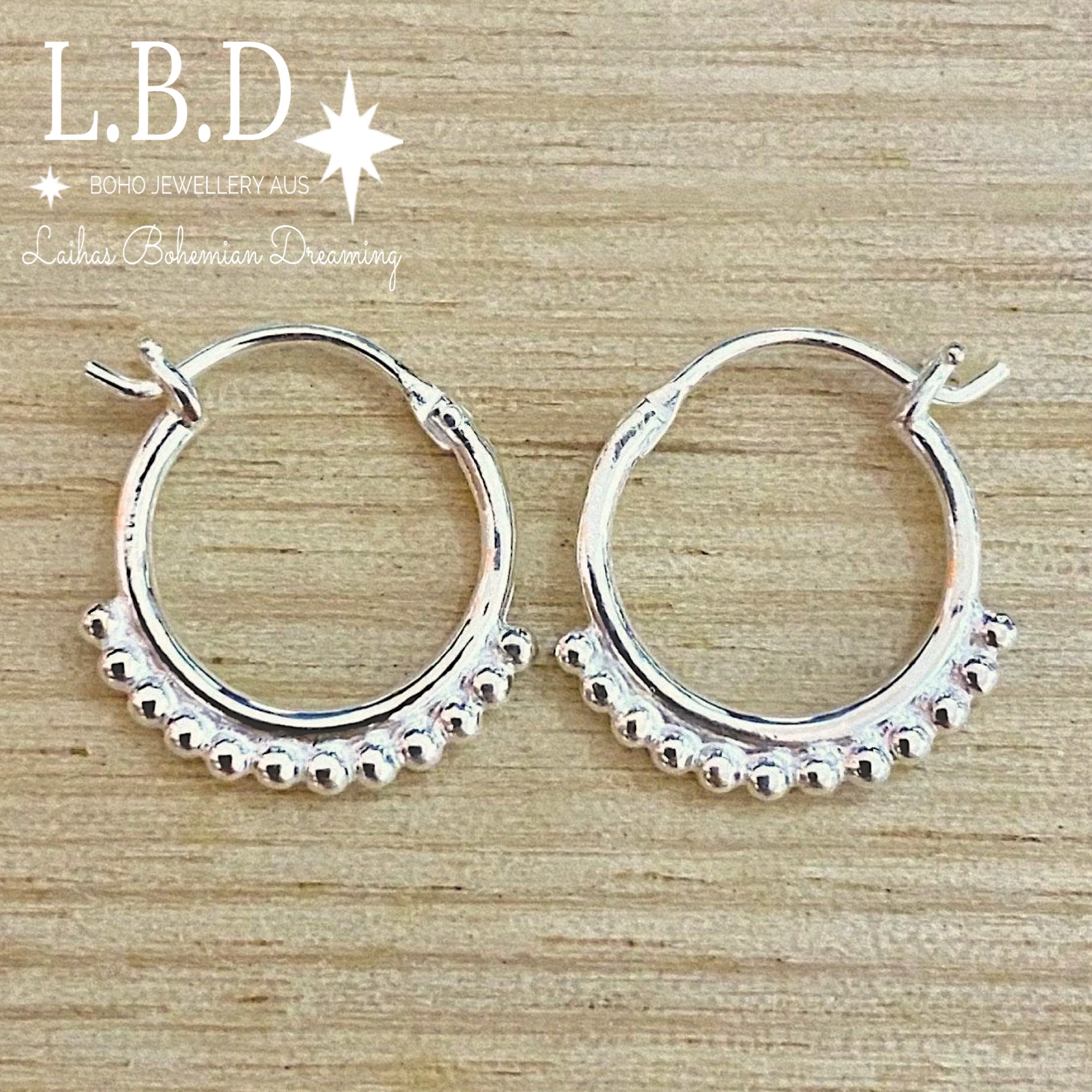 Laihas Prestige Sterling Silver Mini Boho Hoop Earrings