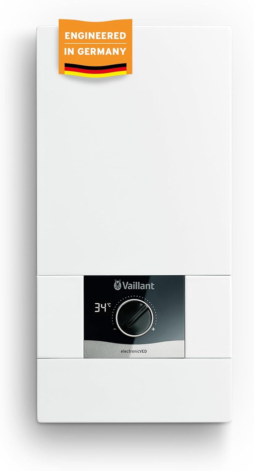 Vaillant elektronischer Durchlauferhitzer, VED E 18/8, druckfest, 18kW, 400V, gradgenaue Auslauftemperatur, stufenlos einstellbar, Digitalanzeige, 0010023777