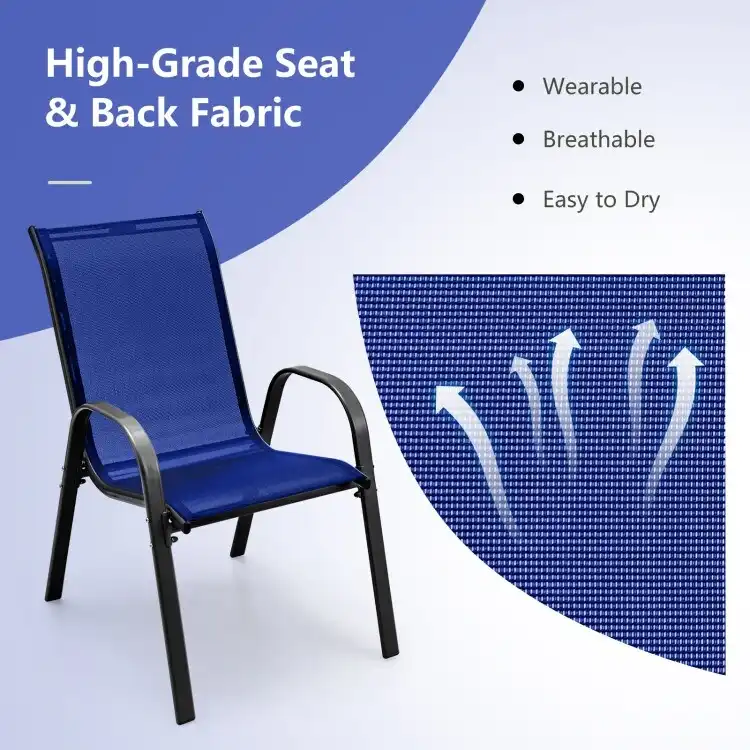 4 Pieces Stackable Patio Dining Chairs Set with Armrest - 29 x 21.5 x 35.5 (L x W x H)
