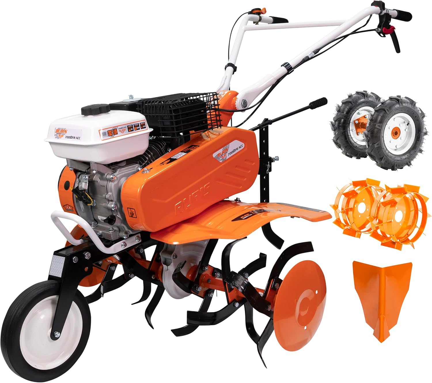 Motocicletta termica 7000fr ACC1, 7 CV 212cc, larghezza di lavoro 780-870mm, ruote in gomma + ruote metalliche + battitore, arancione
